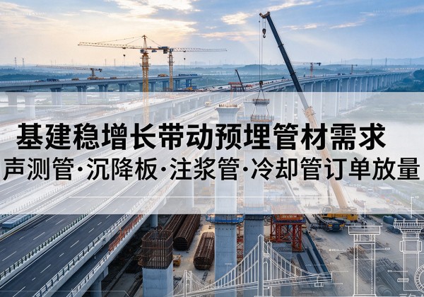 新平基建稳增长带动预埋监测管材需求，声测管、沉降板、注浆管订单持续放量